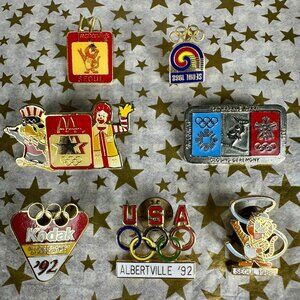 Vintage 7 Olympic Pins and Lapel Pins